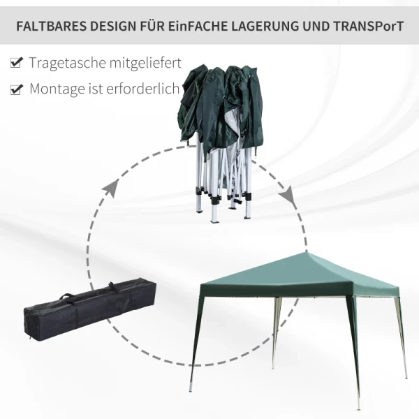  Vouwtent 2,95 X 2,95 M Pop-up Vouwtent Tuinpaviljoen Opvouwbare Partytent Tuintent UV-bescherming Staal + Oxford Groen 5