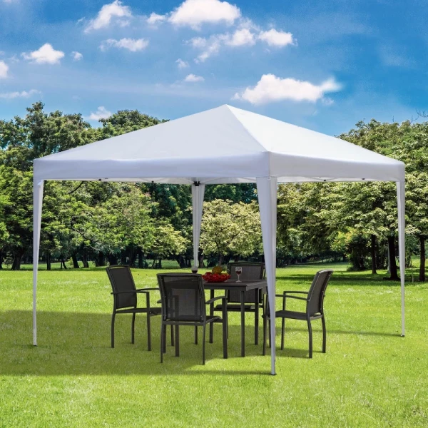  Vouwtent 2,95 X 2,95 M Pop-up Vouwtent Tuinpaviljoen Opvouwbare Partytent Tuintent UV-bescherming Staal + Oxford Wit 2