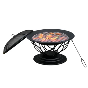  Vuurplaats Met Bescherming & Pook Outdoor Tuinterras Ø75 X 55H Cm Zwart 1