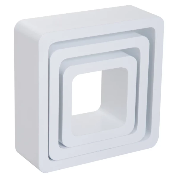® Wandplank Set Van 3 Cube Shelf Hangplank Cubes MDF Wit 4