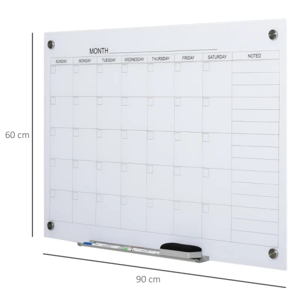  Whiteboard Whiteboardkalender Voor Het Organiseren Van Vakantieplannen En Maandplanning Incl. 1 Pennenhouder, 4 Stiften & Gum 90 X 60 Cm 3