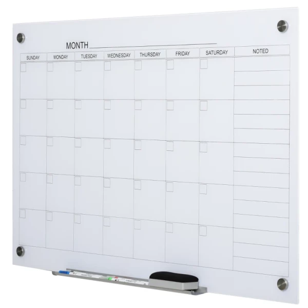 Whiteboard Whiteboardkalender Voor Het Organiseren Van Vakantieplannen En Maandplanning Incl. 1 Pennenhouder, 4 Stiften & Gum 90 X 60 Cm 1