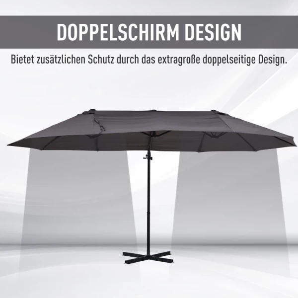  XXL Parasol Met Kruisvoet Incl. Zwengel Weerbestendig 270 Cm X 440 Cm X 250 Cm Grijs 5