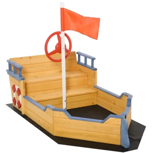  Zandbak Schop Zandbak Zandbak Schip Gemaakt Van Dennenhout Zeilschip Piratenschip Ontwerp Groot Voor Kinderen 3-6 Jaar Natuur 1