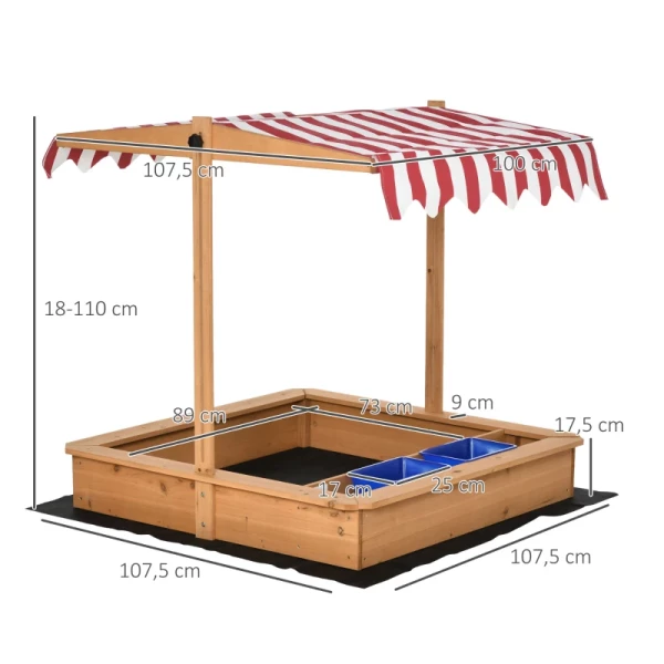  Zandbak Zandbak Hout Bodemloos Design Modderveld Voor Kinderen 3-7 Jaar Zandbak Met Afdekdak Voor Tuin Terras Strand Buiten Geel 107,5 X 107,5 X 110 Cm 3