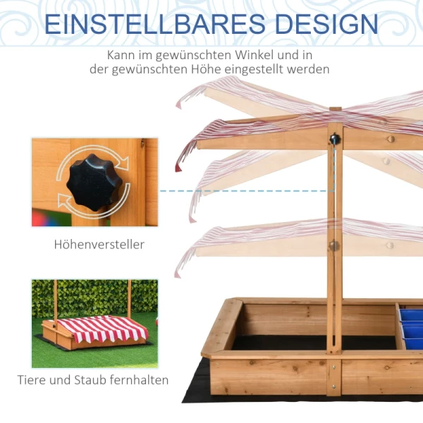  Zandbak Zandbak Hout Bodemloos Design Modderveld Voor Kinderen 3-7 Jaar Zandbak Met Afdekdak Voor Tuin Terras Strand Buiten Geel 107,5 X 107,5 X 110 Cm 4