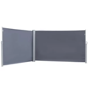  Zijluifel Privacy- En Zonwering Zijrolgordijn Polyester Grijs 6 X 1,6m 1