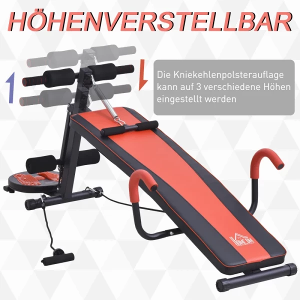  Zitbank Abdominale Trainer Trainingsbank Fitnessbank Verstelbaar Gevoerd Met Weerstand 120 Kg Draagvermogen Rood + Zwart 166 X 53 X 52-60 Cm 5