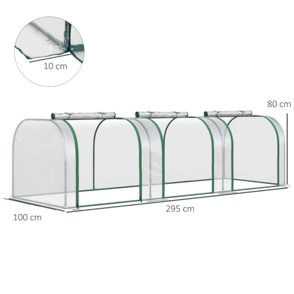 Tuinkas  Poly, Drie Roldeuren, Stalen Frame, Transparant, 295 X 100 X 80 Cm 3