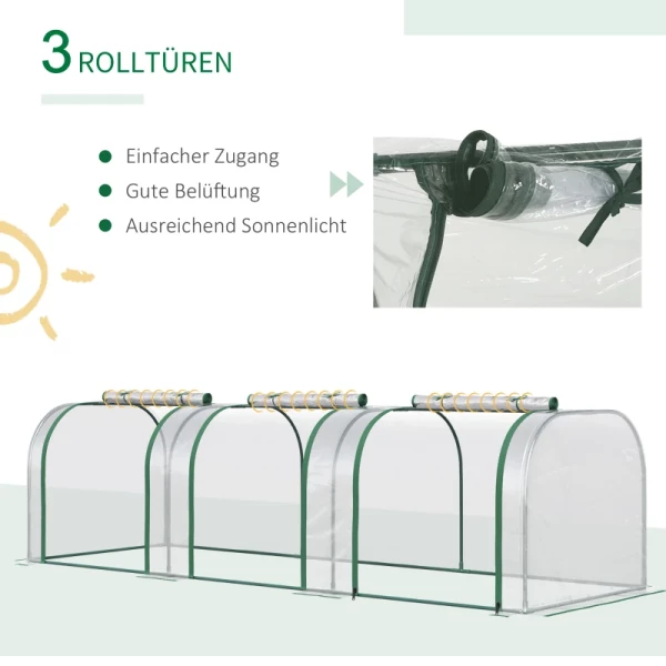 Tuinkas  Poly, Drie Roldeuren, Stalen Frame, Transparant, 295 X 100 X 80 Cm 6