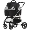 2-IN-1 Hondenbuggy Huisdierbuggy Hondenbuggy Met Kussen Opvouwbaar 1 Opbergmand 83 Cm X 58 Cm X 102 Cm Zwart 1