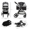 2-IN-1 Hondenbuggy Huisdierbuggy Hondenbuggy Met Kussen Opvouwbaar 1 Opbergmand 83 Cm X 58 Cm X 102 Cm Zwart 3