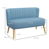 2-zitsbank In Retro-look, Zachte Vulling, Onderhoudsvriendelijke Hoes, Tot 150 Kg, 117 X 56,5 X 77 Cm, Blauw 3