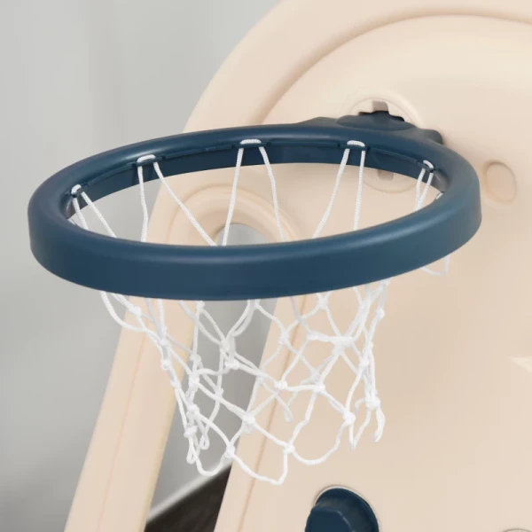 3-in-1 Kinderglijbaan Kinderglijbaan Met Basketbalring, Schommel, Ladder Speelgoedglijbaan Tuinglijbaan Babyglijbaan Voor 18-48 Maanden HDPE Wit + Blauw + Grijs 220 X 160 X 120 Cm 8