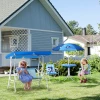 4-delige Tuinmeubelset Voor Kinderen Met Haaienmotief, 1 Schommelbank, 2 Stoelen, 1 Parasol Met Tafel, Blauw 2