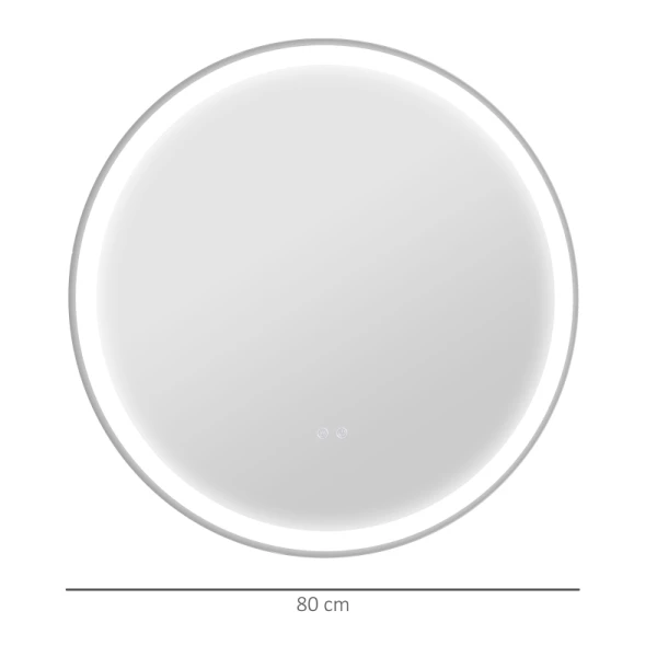 Badkamerspiegel, Wandspiegel, Anticondensfunctie, LED-licht, 80 X 3,3 Cm, Wit + Zilver 3