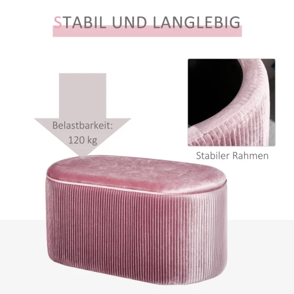 Bank Gestoffeerde Bank Met Opbergruimte Borstbank Voor Woonkamer Franse Stijl Fluweel Elegant Roze 81 X 40 X 41 Cm 6