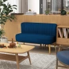 Bank Retro Design 2-zitsbank, Houten Poten, 117 Cm X 56,5 Cm X 77 Cm, Blauw 2