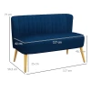 Bank Retro Design 2-zitsbank, Houten Poten, 117 Cm X 56,5 Cm X 77 Cm, Blauw 3