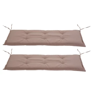 Bankkussen, Set Van 2, Bankkussen, Zitkussen Voor Tuinbank, Bekleding Polyester Beige 120 X B54 X D5 Cm 1