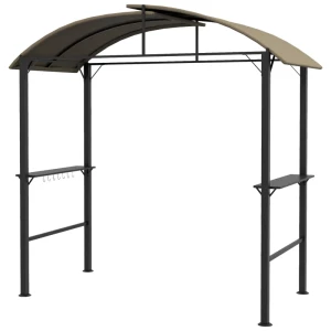 Barbecuepaviljoen, 2 Zijplanken, Haken, Stalen Frame, 1,1 X 2,3m, Kaki 1