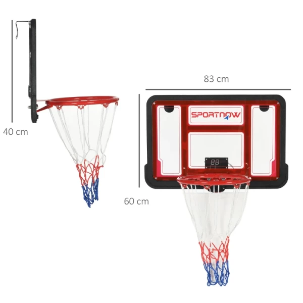 Basketbalring Met Elektronische Scoreweergave, Voor Wand- En Deurmontage, Inclusief Basketbal, Ballenpomp 3