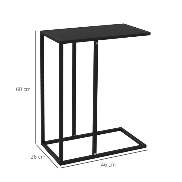 Bijzettafel, Laptoptafel, C-vormige Salontafel, Met Stalen Frame, Zwart 3