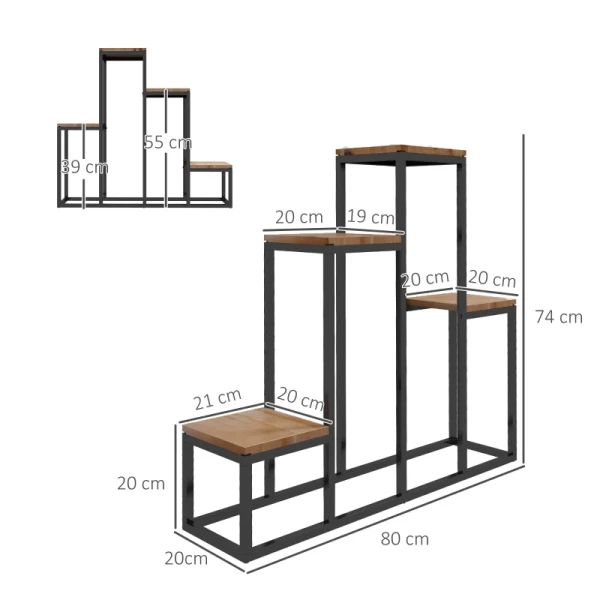 Bloemenplank, 4 Niveaus, Binnen & Buiten, Metalen Frame, 80 X 20 X 74 Cm 3
