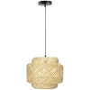 Boho Style Hanglamp, Lampenkap Van Geweven Bamboe, In Hoogte Verstelbaar, Naturel + Zwart 1