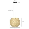 Boho Style Hanglamp, Lampenkap Van Geweven Bamboe, In Hoogte Verstelbaar, Naturel + Zwart 3