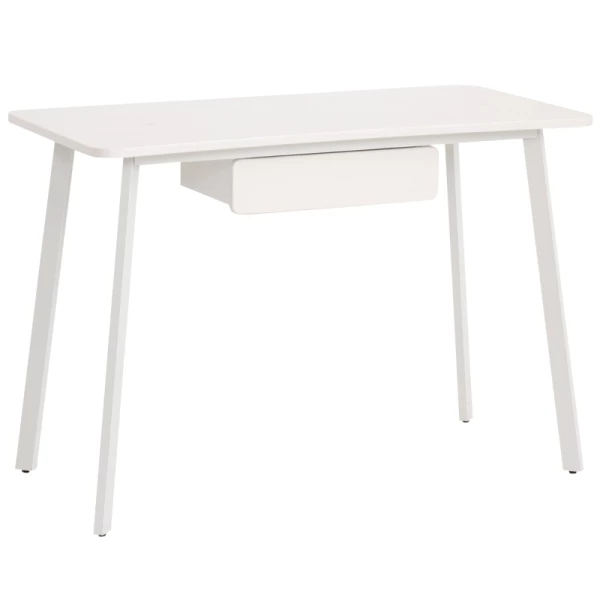 Bureau, Computertafel, Broodtafel Met Laden, Elegant Design, MDF + Staal, Wit, 120 X 60 X 76 Cm 1