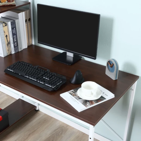 Bureau Keukentafel Computertafel Met Boekenplank Werktafel Broodtafel Met Plank Wit 120x64x121cm 8