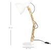 Bureaulamp In Vintage Design, Bamboe, Verstelbare Zwenkarm, Wit + Naturel 3