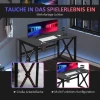 Computertafel Met LED-verlichting Monitorplank PC-tafel Gamingtafel Met Bekerhouder Broodtafel In E-sportstijl Met Verstelbare Ramen MDF Metaal Zwart 120 X 60 X 73 Cm 7