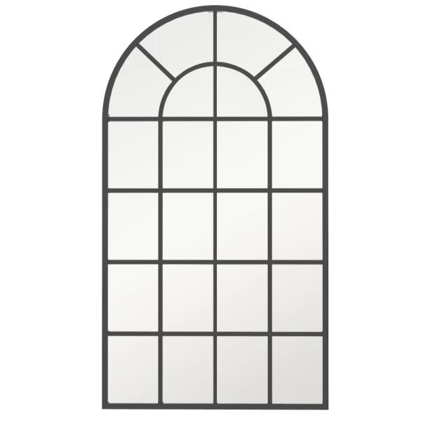 Decoratieve Spiegel, Grote Spiegel, Raamlook, Gebogen, Inclusief Ophanging. Zwart + Spiegelglas 6