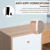 Dressoir Keukenkast Ladekast Met 2 Open Vakken 4 Laden Voor Woonkamer Scandi Design Naturel + Wit 80 X 39 X 80 Cm 6