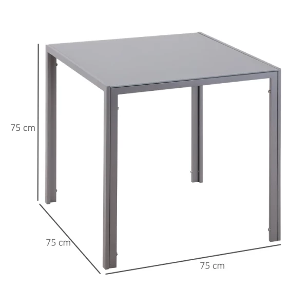 Eettafel Keukentafel Glazen Tafel Vierkante Tafel, Glazen Blad, Compact Ontwerp, Grijs 3