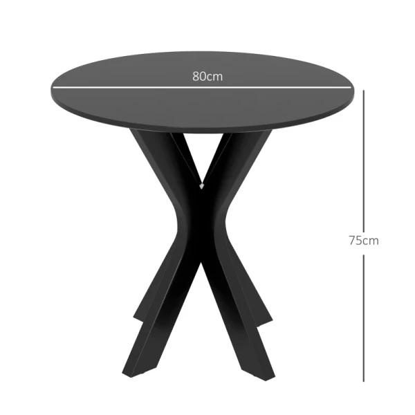 Eettafel Keukentafel Ronde Tafel, Modern Design, 78 Cm X 78 Cm X 75 Cm, Zwart 3
