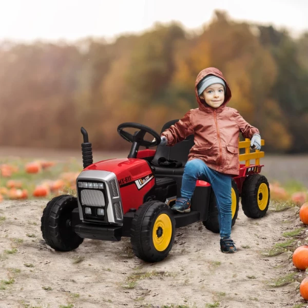 Elektrische Kinderauto, Kindertractor, Inclusief Ouderafstandsbediening, Max. Snelheid 6 Km/u; Rood + Zwart 2