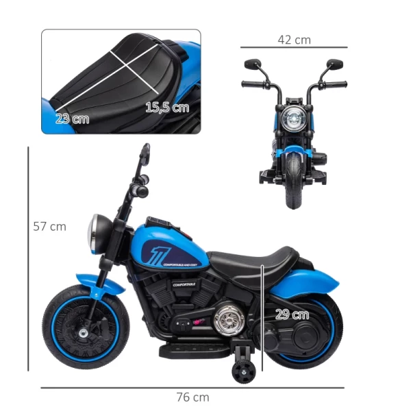 Elektrische Kindermotor, Elektrische Kinderauto, Met Koplamp, 3 Km/u, Blauw + Zwart 3