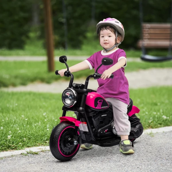 Elektrische Kindermotorfiets Met Steunwielen, Koplampen, 1,5 Tot 3 Km/u, Voor Kinderen Van 1,5 Tot 3 Jaar, Roze 2