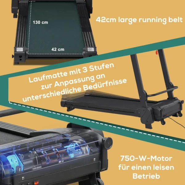 Elektrische Loopband Met LCD Display USB En MP3-speler Opvouwbaar Fitnessapparaat 1-14 Km/u Staal Zwart 164 X 70 X 125 Cm 8