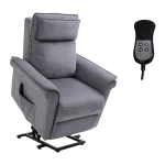 Fauteuil Met Sta-op-hulp, Tv-stoel, Massagestoel, Relaxstoel, Elektrische Sta-op-stoel Met Ligfunctie, Linnen Touch, Staal, Grijs, 86 X 95 X 106 Cm