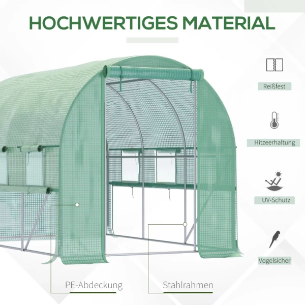 Foliekas, 6 Oprolbare Ramen, Deur Met Ritssluiting, RVS Frame, 2,95 X 2 X 2 M, Groen 5