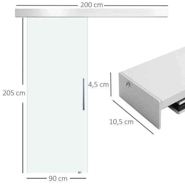 Glazen Schuifdeur Kamerdeur Met Handgreep Satijnafwerking Aan één Zijde 90 X 205 Cm 3