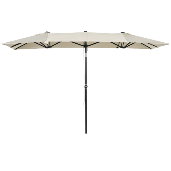 Grote Parasol, In Hoogte Verstelbaar, Kantelbaar, 150x295x170-214 Cm, Crème 6