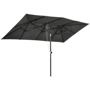 Grote Parasol, In Hoogte Verstelbaar, Kantelbaar, 150x295x170-214 Cm, Grijs 1