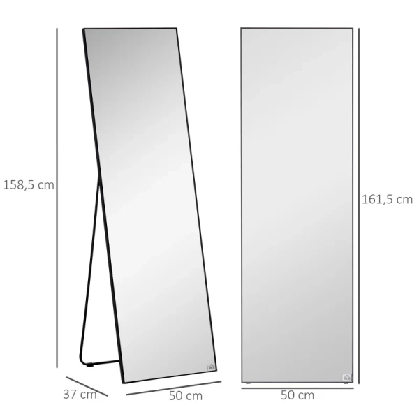 Grote Staande Spiegel, Wandspiegel, Full Body Spiegel, 161,5 Cm, Zilver 3