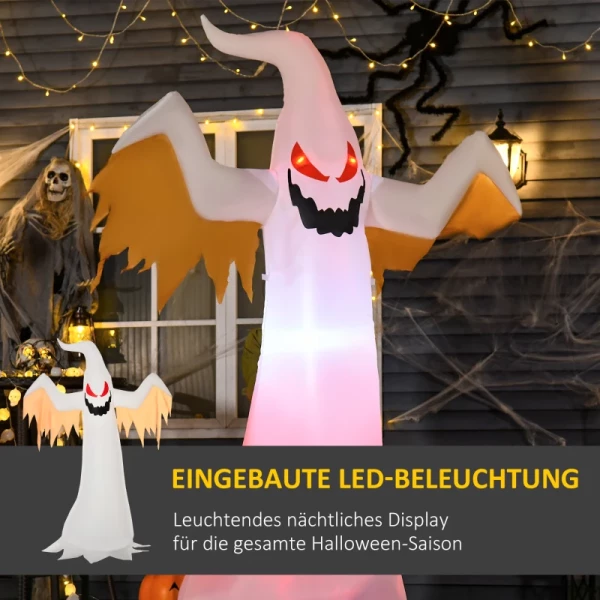 Halloween Opblaasbaar Spook 2,4 M Decoratie Met LED's IP44 Zelfopblazend Polyester Wit + Rood 150 X 80 X 240 Cm 4