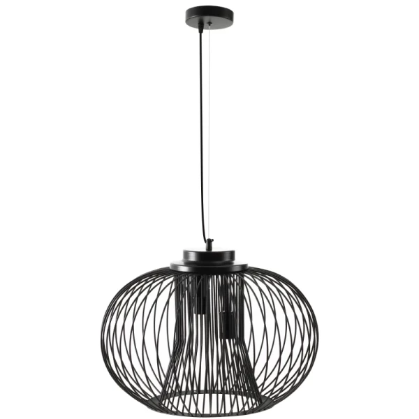 Hanglamp Hanglamp Plafondlamp Industriële Stijl Bol Pendel Plafondspot E27 Verstelbare Lengte Metaal Zwart 50 X 150 Cm 11